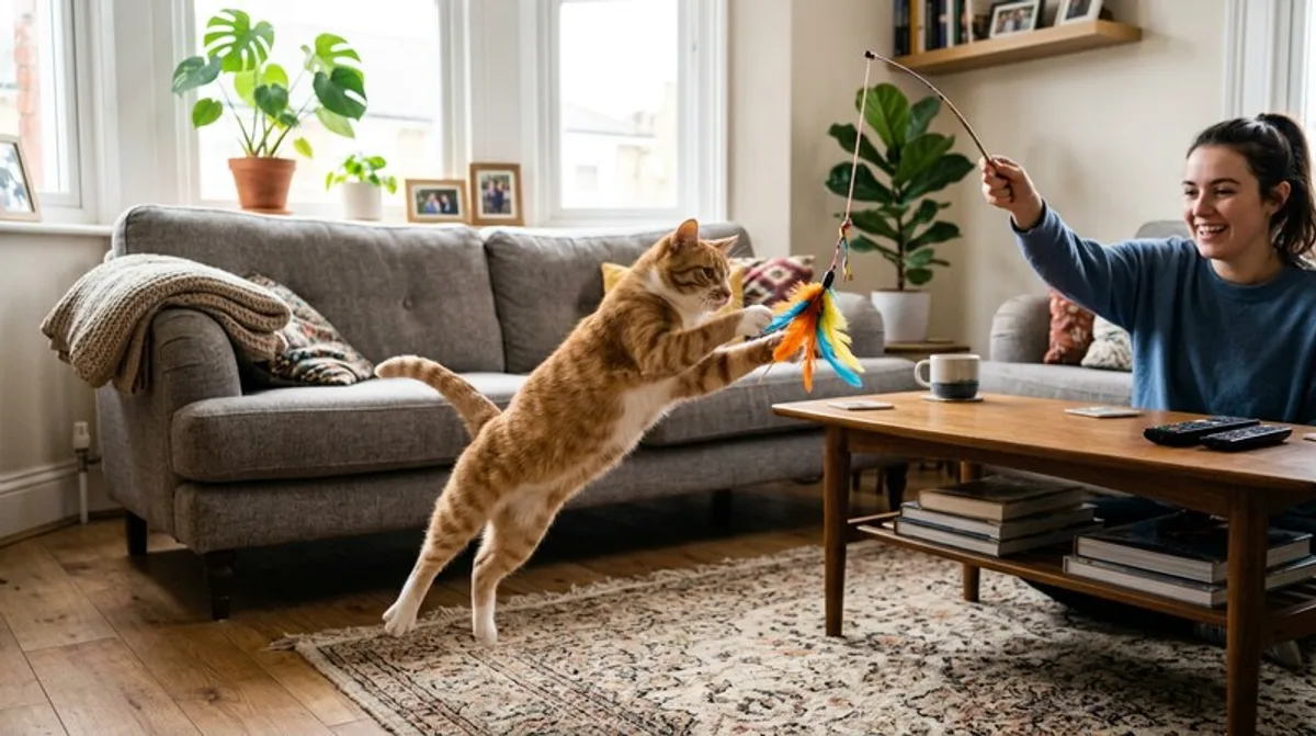 Katzenangeln im Wohnzimmer: Spielzeug-Guide & Deals